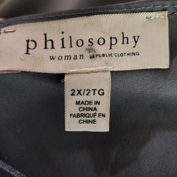 Philosophy Longline Open Front Jacket Lightweight Blazer Roll Up Sleeves 2X - Picture 9 of 10